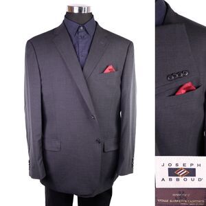 Joseph Abboud Suit Coat Mens 48R Gray Italian Wool Vitale Barberis Canonico